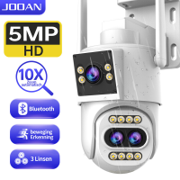 JOOAN beveiligingscamera voor buiten 2K drievoudige lens 2 beelden 10X optische zoom thuisbewaking IP camera 360° PTZ 2,4 G wifi bekabeld IP66 waterdicht bewegingsmelding, 8 256 G kaart /cloudopslag, sirenealarm