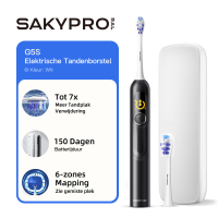 SAKYPRORAL AI Elektrische Tandenborstel met Slim Display voor Volwassenen & Kinderen | 150 Dagen Oplaadbaar, Real Time Kaart | 3 Min Timer, Reisetui | Sonic Tandenborstel Cadeau voor Tieners (G5S Zwart)