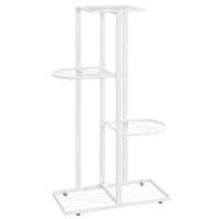 MINGHOU 4 laags plantenrek met 5 poten, wit metalen bloemrek, ruimtebesparende plantenhouder voor binnen en buiten, voor huis, balkon en tuin