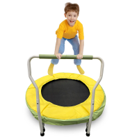 SPORTSOUL mini trampoline voor kinderen van 3 6 jaar met superveilige schuimrubberen handgreepbeugel, 36 inch peutertrampoline voor binnen met afdekking zonder openingen voor binnen en buiten, draagvermogen 25 kg
