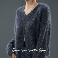 Geborsteld glanspuntjes cashmere trui 90% geïmporteerd uit Australië superfijne merino wol + 5% kashmir + 5% zijde regennachtzwart one size