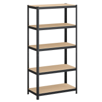 JOYFURNOS 5 laags stellingkast, stalen stellingkast voor opslag, gereedschapsvrije montage, voor garage, schuur, draagvermogen 600 kg, 50 x 100 x 200 cm, zwart