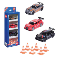 Siku racecadeauset   6331, Mercedes AMG GT4, Audi RS 5 Racing, BMW M4, 6 verkeerskegels
