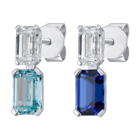 ALAIN MICHAL Collectie Illume oorbellen 925 zilver met een synthetische saffier en een synthetische diamant 2 Karaat