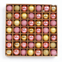49 Stuks kerstballen 3 cm, goud en roze, matte en glitter, in roze, goud en champagne, onbreekbare decoratie voor de kerstboom