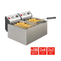 Fritel Friteuse Profi 4905 Duo   Professionele Dubbele Friteuse   2x 8 L   2x 3300 W   Stofdeksel   Geschikt voor Olie en Vast Vet