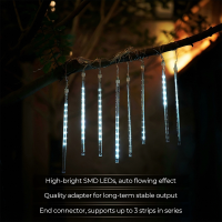 M.TK MOVETECK Shower Lampen met 8 buizen, 192 LED’s, vallende regendruppel lichtslinger, waterdichte ijspegel sneeuwval lichtslinger voor kerstboom (wit)