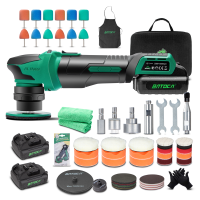 BATOCA S4 professionele mini accupolijstmachine, roterend/excentrisch dubbel polijsten, 25 mm/75 mm steunschijf, borstelloze motor, autodetailing polijstset, 2 x 12 V 2,5 Ah accu, 4 snelheden