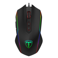 ET krachtige bedrade USB gamingmuis met instelbare 7200 DPI, RGB, 8 programmeerbare knoppen, ergonomisch, PC/Mac – zwart