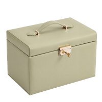 JOYFURNOS   3 Laags Sieraden Opbergdoos met Slot, Organizer met Handvat en 2 Lades, Geschenk voor Vrouwen, voor Reizen, Groen