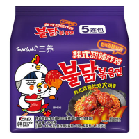 SAMYANG Ramen noedels met gefrituurde kip, sweet & spicy, 140 g x 5 zakjes