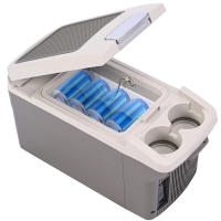 ICEROVER PN 06 6 liter draagbare auto koelkast en verwarmingsapparaat, 12V elektrische mini koelkast met bekerhouders, grijs, compacte thermoelektrische koelkast voor reizen en kamperen