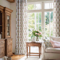 PONY DANCE Bloemen Linnen Gordijnen Roze Patroon Bedrukt Voor Meisjeskamer Babykamer, Boho Landelijk Huisstijl Lichtdoorlatende Raamgordijnen Aesthetisch Privacy 2 Panelen, B132 x L245 cm
