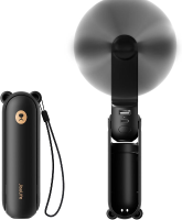JISULIFE Mini Handventilator, 3 in 1 (Persoonlijke ventilator/2000 mAh oplaadbare powerbank/zaklamp) Zakelijk ontwerp voor buiten, Zwart