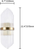 Homary Striaged 2 Lichts Gouden Wandarmatuur   Moderne Glas  en Metalen Kaptafelverlichting voor Badkamer, Woonkamer & Gang