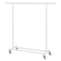 JOYFURNOS Kledingrek op Wielen, Robuuste Kledingroede, 45 x (92 132) x 161,5 cm, met Uitschuifbare Kledingroede, 100 kg Draagvermogen, Draagbaar, Wit
