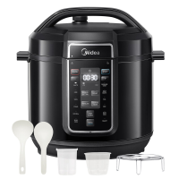 Midea 9 in 1 elektrische snelkookpan, 8 L, 1200 W, 12 vooraf ingestelde menu's, instant roestvrijstalen multicooker met antiaanbakpan, rijstkoker, yoghurtmaker, slowcooker, roerbakken, stomen, zwart
