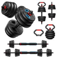 FEIERDUN 10 kg Halters Verstelbare Set van 2, 5 in 1 Halterset Halters | Langhalser, Kettlebell, Opdrukstandaard voor Volledige Lichaamsworkout, Krachttraining voor Mannen en Vrouwen