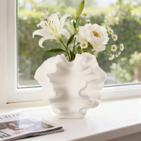 1 Stuk 17 cm keramische vaas, beige moderne vazen voor Scandinavisch design, vaasdecoratie, esthetische boho bloemvaas voor thuis, woonkamer, kantoor, landelijke stijl, decoratie voor salontafel