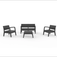Sp Berner SET VALENCIA   MIAMI GRAFITO   Shaf Valencia Miami Graphite tuinmeubelset – 4 zits buiten set – Duurzame opbergoplossing van gerecycled kunststof, gemaakt in Spanje