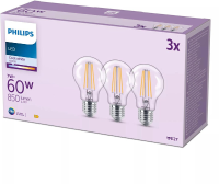 Philips LED Lamp Transparant   60 W   E27   Koelwit licht   3 stuks