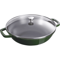 STAUB gietijzeren wokpan   30 cm, basilicumgroen