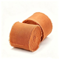 2 Stuks 40 mm x 5 m oranje chiffon zijdeband, handgemaakte franjes voor bruiloftsuitslagen, bruidsboeketten, cadeaupapier, feestdecoratie, doe het zelf knutselwerk
