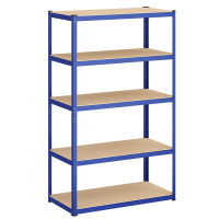 Ochama stellingkast met 5 planken, stalen stellingkast voor opslag, voor garage, schuur, draagvermogen 750 kg, blauw