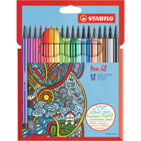 STABILO Pen 68   Premium viltstift   Set van 18   Assorti kleuren