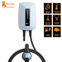 Feyree EV oplader type 2 EVSE Wallbox, 32 A, 7 kW, IEC 62196 2 stekker, 1 fase, 5 m kabel, wandmontage, oplaadstation voor elektrische auto