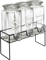Secret de Gourmet Set van 3 glazen drankdispensers met standaard   1,5 L