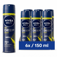 NIVEA MEN Deep Sport Anti transpirant Deodorant Spray   Sterk Anti transpirant Effect   150 ml (6 Pack)
