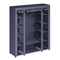 JOYFURNOS   Kledingopberger, Draagbare kledingkast, Kledingrek met stoffen hoes, 150 x 45 x 175 cm, Donkerblauw