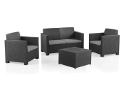 SP Berner Evo Comfort Graphite Outdoor Set – Ruime 4 delig tuinlounge   Duurzame opbergoplossing van gerecycled kunststof, Gemaakt in Spanje