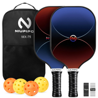 NIUPIPO Pickleball Paddles Set van 2 – Carbon Fiber Materiaal, Polypropyleen Honingraatkern, USAPA Gecertificeerd, Licht en Duurzaam, Geschikt voor Beginners en Professionele Spelers, MX 75