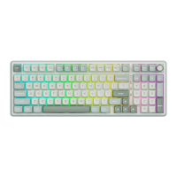 RK ROYAL KLUDGE R98 Pro bedraad mechanisch toetsenbord, gamingtoetsenbord met RGB achtergrondverlichting, numeriek toetsenblok en volumeknop, pakkingmontage, PBT toetsdoppen met MDA profiel, hot swappable, kleur hemelscyaan, crèmekleurige schakelaars