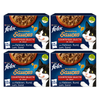Felix Sensations Sauces landelijke selectie nat kattenvoer kalkoen, rund & lam 12*4 = 48 × 85 g