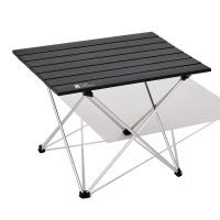 Mobi Garden, Vouwbaar vierkant campingtafelset, Draagbare eettafelset van aluminiumlegering voor buiten, Zwart, Lichtgewicht, Compacte verpakkingsgrootte