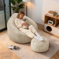 GTIMEX Zitzak, Lazy Sofa Gaming Zitzak met Voetenbank, 97 x 93 x 77 cm, Statische draagcapaciteit: 135 kg, Zacht en veerkrachtig, met korrelig traagschuimvulling, met voetenbank 50 x 50 x 35 cm, Bankstoel voor volwassenen en kinderen, voor slaapkamer, kan