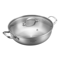 Maxcook 3 laags 304 roestvrijstalen hot pot 28 cm binnendiameter, kookgerei met dubbele handgrepen en glazen deksel voor dagelijks koken in de keuken MCT2027