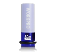 WORKPRO 1/2 inch aandrijving 17 mm krachtdop, beschermende wielmoerdoppen van Cr Mo staal, niet beschadigende wielmoerdoppen voor autoreparatie