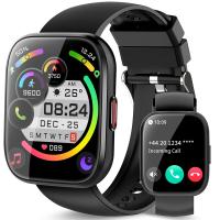 Jugeman P114 Zwart Smartwatch voor Dames Heren Oproepen Beantwoorden/Plaatsen, 1,85