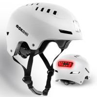 DkonI HS 158 fietshelm voor volwassenen, USB oplaadbaar, met voorlicht en achterlicht, geschikt voor mannen en vrouwen, wit, S (48 55 cm)