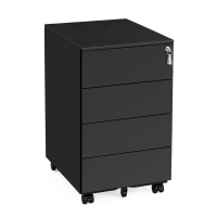 JOYFURNOS Afgesloten mobiele archiefkast – Inktzwart, 4 laden, voorgeassembleerd, voor documenten & kantoorbenodigdheden, 39 x 45 x 69,3 cm – perfect voor kantoor of thuiskantoor