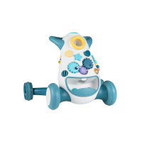 Costway babyloopwagen met muziek en verlichting, vormenstoof en draaiende tandwielen, blauw
