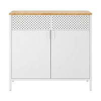 Ochama Metalen opbergkast in Mat Wit en Kameelgeel – Dubbele deuren met magneetsluiting, verstelbare plank, 80 x 40 x 76 cm, stalen en spaanplaat frame – veilige en veelzijdige kast