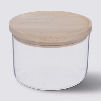 5Five Glazen Pot met Houten Deksel   0,65 L, diameter 12,5 cm