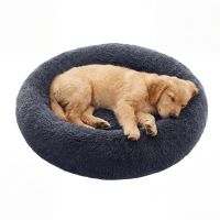 Ochama pluizig kalmerend donut hondenbed met afneembare, wasbare hoes, donkergrijs