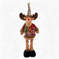 1 Stuk 24 inch groot rekbare kerstfiguur staande rendierfiguur met dennenvertakkingen kerstornament huisdecoratie schattig kerstcadeau