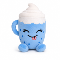 Flooffees London Blue pluche mokspeelgoed – schattig kawaii zacht speelgoed met slagroomtop, 25 cm knuffelbare bureau buddy, slaapkamerdecoratie & cadeau voor kinderen